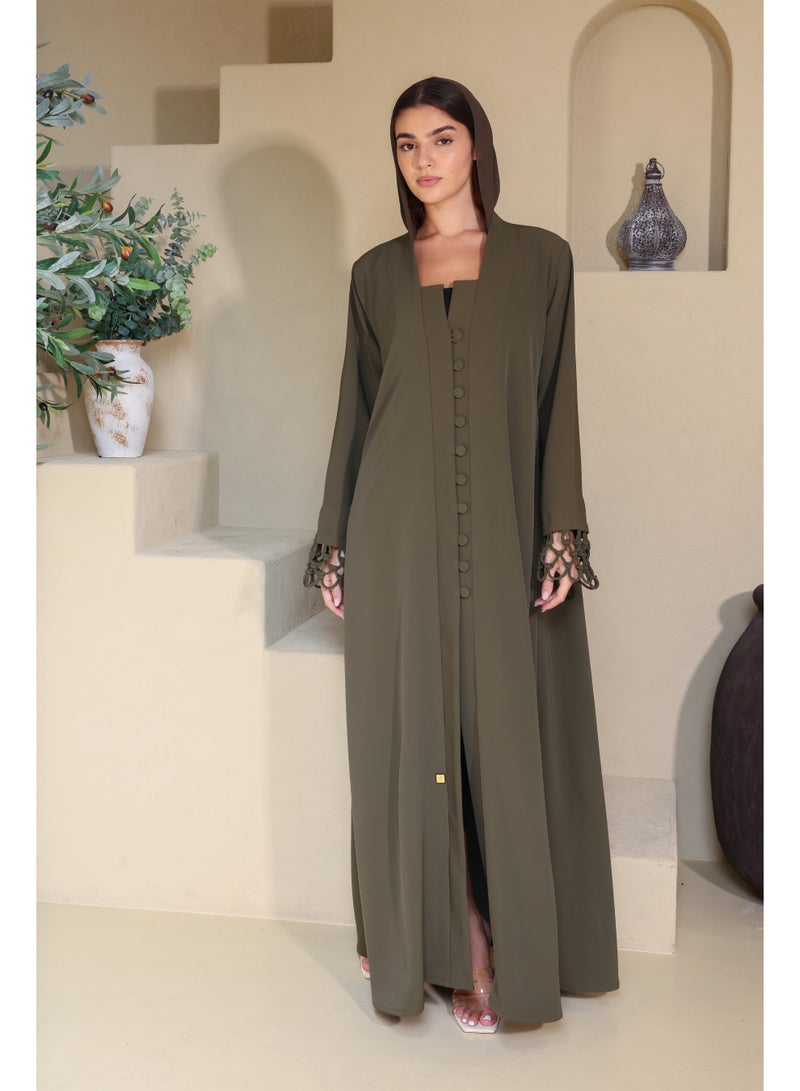 IKKXA Imperial Sage Buttoned Abaya - Image 1